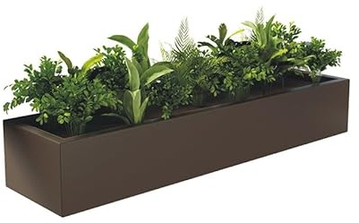 Labasuan Hängender Blumentopf für Geländer, Pflanzgefäße aus Metall, geschlossener Balkontopf, Pflanzkästen für Balkongeländer, Fenster, Terrasse, Braun(120x20x13cm)