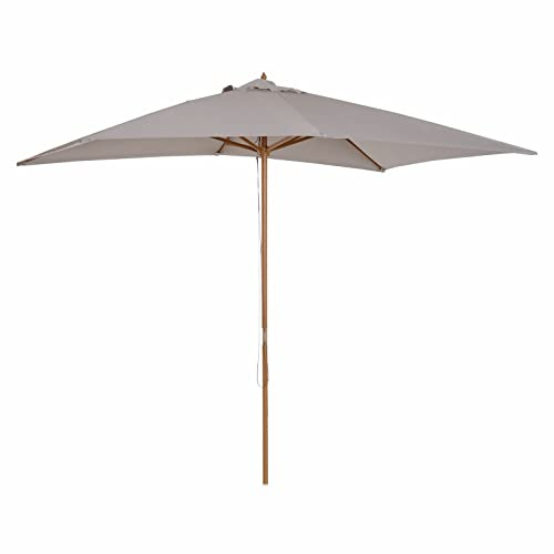 Parasol de Parasol en Bois Cauvet Gris Clair idéal pour Le Parc, côté Plage, Parapluie de Patio de Piscine de