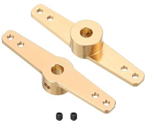 sourcing map Steering Servo Arm, Double Aluminum Steering Arm Servo Horn 4.1mm for RC Model Car Robot Boat Airplane Pack of 2 (Gold)