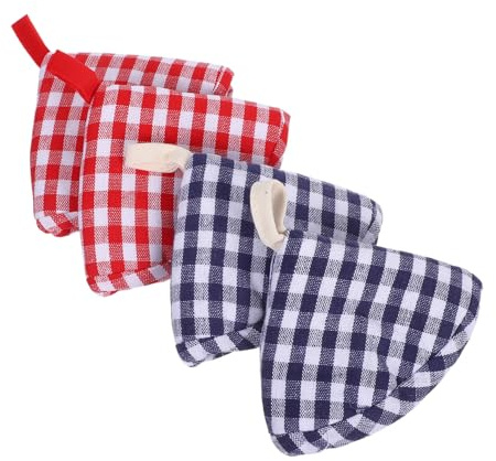 KOMBIUDA 4 Pezzi della padella isolato presina triangolare vaso anti- presine Copertura per orecchie pentola presina manuale antiscottatura cotone