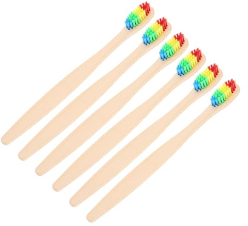 ROMISBABA 6stücke Bambus Zahnbürsten Weich Mit Ergonomischem Griff Umweltfreundlich Und Tragbar Als Reisezahnbürste Für Outdoor Nachhaltig Und Schonend Zur Mundpflege