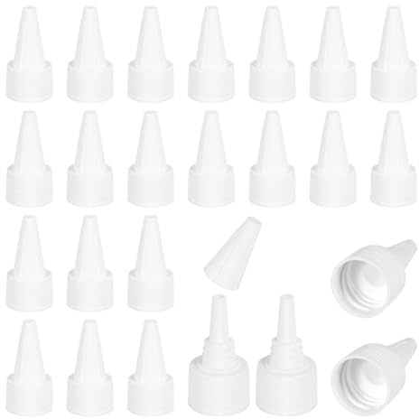 PATIKIL 18/410 Twist Top Caps, 60Pcs Plastic Squeeze Bottle Replacement Caps with Foam Gasket for Paint Lids Glue Dispensing DIY Crafts, White