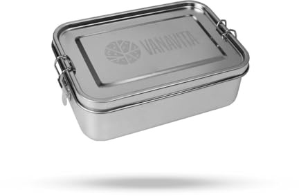 VanaVita GymBeam Contenitore Ermetico per Alimenti in Acciaio Inox 850 ml - con Coperchio Antigoccia in Silicone, Ideale per Meal Prep e Trasporto