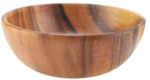 Solid Acacia träskål, handgjord träskål salladskålköksredskap för frukt salladsoppa ris (20 * 7 cm / 7,9 * 2,8 i)