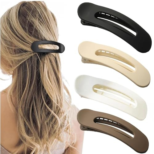 QIUMING Französische Flat Claw Clip flache Haarklammer für Damen entenschnabel haarspange groß Geeignet für dickes oder feines Haar, täglichen Gebrauch, Sport oder Autofahren (Stil 1)