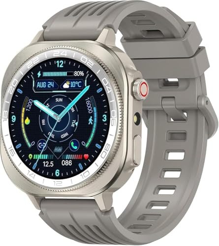 uaue Smartwatch Uomo, 1,43 HD Orologio Smartwatch Uomo con Chiamata Bluetooth,Militari Smart Watch Tracker 160+ Modalità Sportive,grigio argento