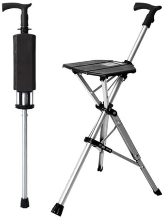 Taburete de bastón para ancianos, silla plegable con un solo botón, capacidad de peso de 120 libras, bastón portátil de movilidad para personas mayores con asiento