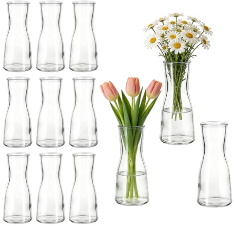 Små glasvaser set 12 stycken, blomvaser modern, minimalistisk blomvas glas vaser för bröllopsfest, bordsdekoration, bordsvas dekoration, födelsedagspresent
