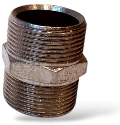 Messing Wasserhahn Adapter M20 auf M20 Außengewinde – Übergangsstück M20x1 vernickelt mit Sechskant SW21 inkl. Dichtungen – für Armaturen & Waschmaschinen