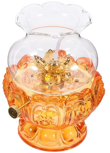 BESPORTBLE Vintage Öllampe Glas mit Farbverlauf Kupfer und Metall Sicherheitsorientiert und Pflegeleicht Petroleumlampe für Innenraum Dekoration und Tischdeko