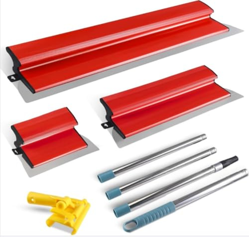 Kit de spatules enduites de lissage comprenant 3 grattoirs (25 cm + 40 cm + 60 cm) et manche télescopique de 160 cm et adaptateur, outils de plâtre pour plâtre plafond et mur
