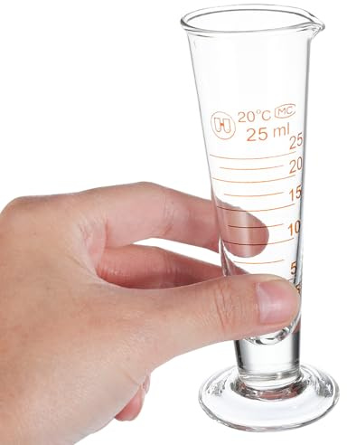 Didiseaon Taza Medidora de Vidrio Cónica 25 Ml Transparente Marcas Visibles, Vaso Medidor de Laboratorio para Cocina, Repostería y Medición Precisa en Hogar