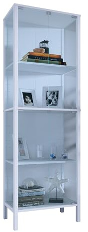 VCM Glasvitrine stehend Jensol XL – hohe Standvitrine mit ESG-Sicherheitsglas, Glasfront & Seitenteile, moderner Vitrinenschrank, ca. 178 x 60 x 35 cm