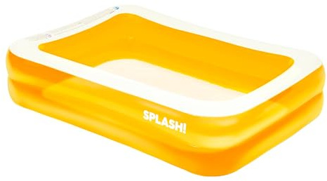 SPLASH! 6.5ft Inflatable Swimming Pool - Quick Set Rectangular Inflatable Pool Garden with Durable Vinyl, Fast Inflation, Safety Valve, Hose Adaptor - Outdoor Paddling Pool for Kids and Adults