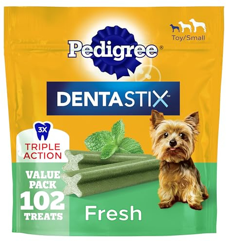 Pedigree Dentastix Dental Chews for Dogs, Small and Toy Breed Dog Treats, Fresh Flavor, 1.54 lb. Bag (102 Treats Total)