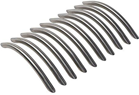 Gedotec Möbelgriff Edelstahl 128 mm Schrankgriff Küche - AG10010 | Edelstahl matt gebürstet | Küchengriff Vollmaterial massiv | Griff-Ø: 10 mm | 10 Stück - Design Bogengriffe inkl. Gewindeschrauben