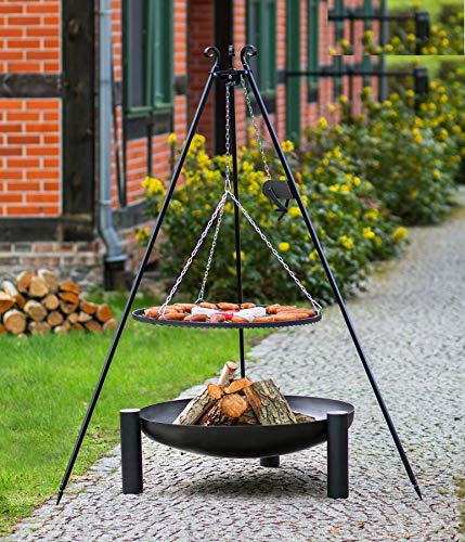 Set - Schwenkgrill 1,80m mit Kurbel incl. Ø80cm Grillrost und Ø80cm Feuerschale 317