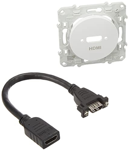 Schneider Electric - Odace - prise HDMI type A - Blanc - prise femelle/câble femelle à l'arrière - S520462