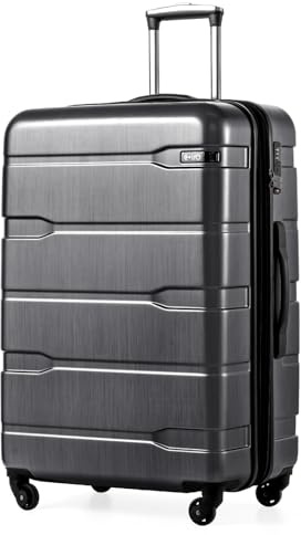 Coolife Large Checked Luggage Hardside Suitcase with Spinner Wheels, 28in