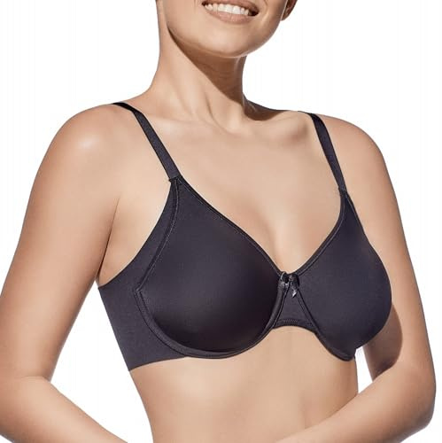 Selene, Sujetador Reductor para Mujer con Banda Alta y Aro, Costuras Planas, Sin Relleno, Colección Eugenia, Color Negro, Talla 110C