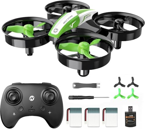 Holy Stone HS210 Mini Drone for Kids with 3 Batteries, Great Toddler Gift | Indoor Outdoor RC Toy Quadcopter Plane for Boys Girls with Auto Hover, 3D Flip, 3 Batteries & Headless Mode,Green