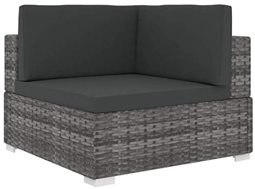 Festnight Ecksofa mit Auflagen Eckcouch mit Sitzpolster & Rückenpolster Gartenmöbel Sofagarnitur Poly Rattan Grau 70 x 70 x 52,5 cm