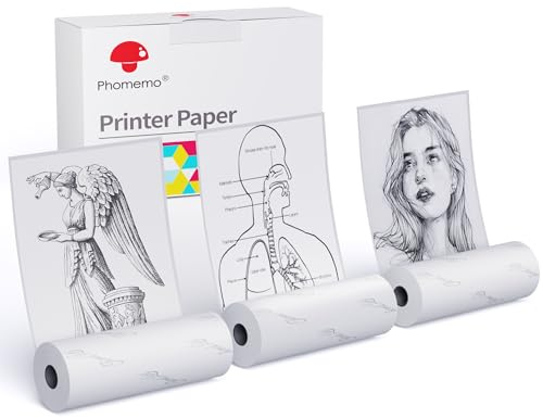Phomemo Weißes Selbstklebendes Thermopapier, 2 Jahre Haltbar, 3 Rollen