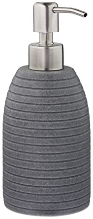 Relaxdays Dispenser di Sapone Manuale, 300ml, Portasapone Ricaricabile, Accessorio Bagno & Cucina, Poliresina, Grigio
