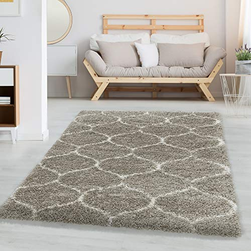 Carpettex Hochflor Teppich Wohnzimmer Shaggy Flokati Modern Skandinavisch Design 280 x 370 cm Beige - Schlafzimmer Weich Flauschig Waschbar Küche Esszimmer - Langflor