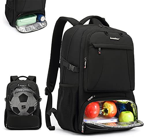 CoolBELL Zaino per Laptop 17,3 Pollici Con Porta di Ricarica USB e Tasca a Sfera - Resistente all'Acqua, Termico, Multifunzionale per Donna Uomo Lavoro Viaggi Campeggio, Nero