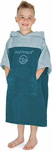 normani Kinder Badeponcho - Badehandtuch aus 100% Bio-Baumwolle - Surfer Poncho mit Kapuze für Jungen und Mädchen 0-13 Jahren