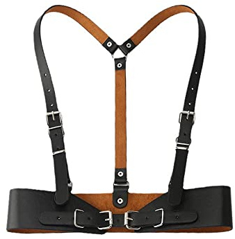 TOFBS Punk Waist Harness Belt Leather Body Chest Chain Black Goth Vest Belt Adjustable Body Jewelry for Women Girls Cosplay Party Rave Halloween Costume (#8)