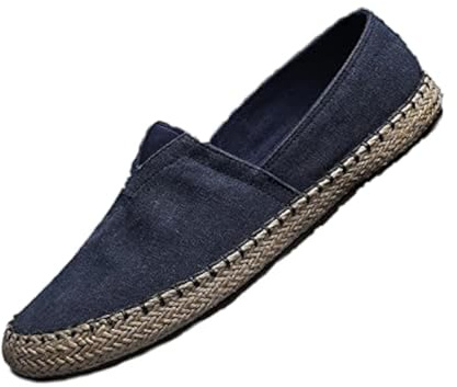 Men's Canvas Slip On Espadrille Loafer,Simple Leisure Walking Sneakers Moccasins Boat Shoes Comfortable Breathable Flats Driving Shoes (Blue,7.5)