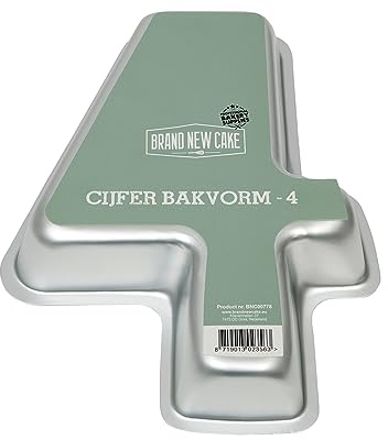 BrandNewCake® Molde de Número 4 para Tartas - Molde de Aluminio Reutilizable - Ideal para Pasteles y Repostería