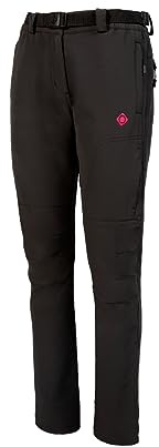 Izas - Pantalón de Senderismo para Mujer - Pantalón Trekking Impermeable y con Bolsillos de Cremallera - Bajo Ajustable Que Protege del Frío - Secado Rápido - Vinson Negro y Fucsia - L