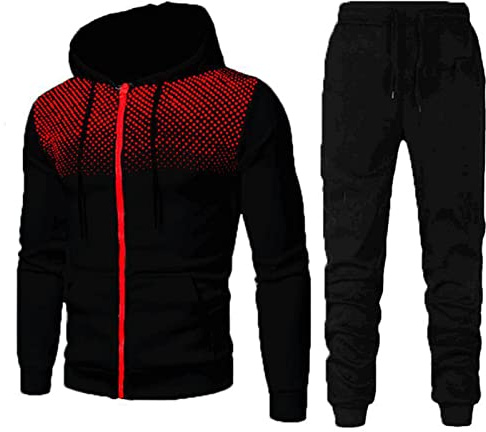 MJGkhiy Tuta Uomo Completa Felpa Con Cappuccio Due Pezzi Felpa e Pantalone Set Tracksuit Tute da Ginnastica Felpa Con Zip e Cappuccio Suit Felpata Invernale Tuta Abbigliamento Sportiva Tuta Completa