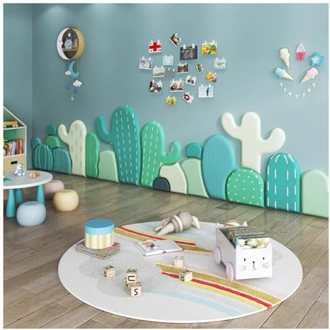 Wandaufkleber Kaktus Weicher Anti-Kollisions-Wandaufkleber/Tapete, Selbstklebende Wandpolsterung, 3D-Wandpaneele Für Zuhause/Kindergarten/Montessori-Center, 4 Größen (Size : 200x60x3cm)