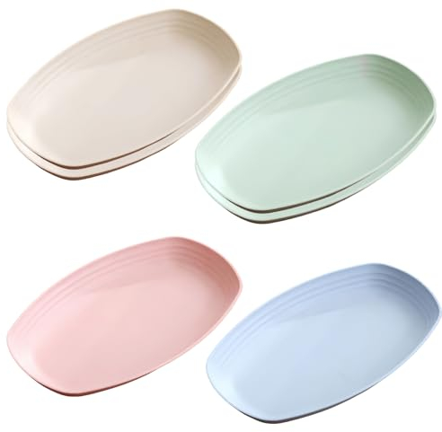 Sporgo Set di 6 piatti fondi, ovali, opachi, infrangibili, senza BPA, adatti per microonde e lavastoviglie, riutilizzabili, in plastica, ideali per pasti quotidiani, feste e