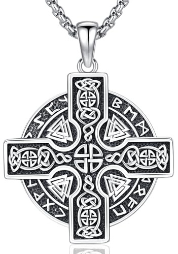 Wikinger Kette Herren 925 Sterling Silbe Pfeil/Thors Hammer/Lebensbaum/ViKing Kreuz Keltischer Anhänger Halskette Amulett Nordische Wikinger Schmuck für Herren Damen