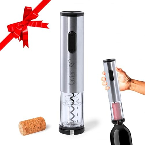 Sacacorchos eléctrico Mabouteille® – Sacacorchos personalizado con grabado láser para nombre, logotipo, mensaje… [Sacacorchos personalizado]