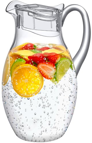 Amazing Abby - Bubbly Grand - Plastic Pitcher (96 oz, 3 Quart), Clear Water Pitcher with Lid, Fridge Jug, BPA-Free, Shatter-Proof, Great for Iced Tea, Sangria, Lemonade, Juice, Milk, and More