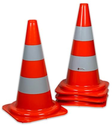 UvV SafeGlow Leitkegel | Farbe orange| PVC | reflektierende Folie | Höhe 30, 50 oder 75 cm | stabile und standfeste Ausführung (VPE: 5 Stück, Höhe: 50cm - Folie RA1)