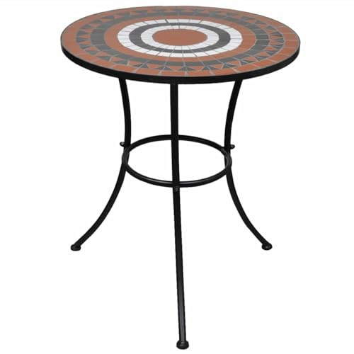 Gecheer Table bistrot en mosaïque ronde pour extérieur, patio, terrasse, bar, restaurant, meubles de jardin, patio, terrasse et blanc 60 cm