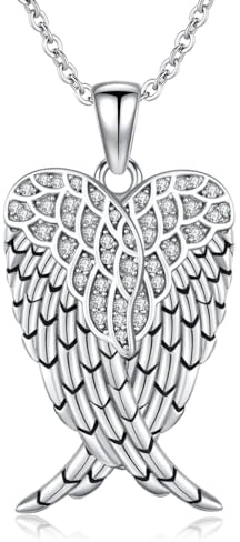 StoryEtain Damen Engelsflügel Kette 925 Sterling Silber Engel Anhänger Schmuck Geschenk für Mama Frau Freundin