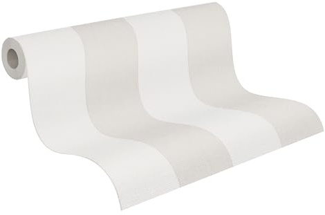 A.S. Création 397966 Papier peint intissé à rayures beige crème – Papier peint à rayures de qualité supérieure – 10,05 m x 0,53 m – Papier peint pour salon – Fabriqué en Allemagne