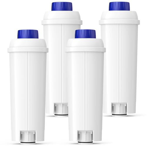 DLSC002 Water Filter Replacement Compatible With Delonghi Coffee Machines Activated Carbon Softener For De'longhi 5513292811 Ecam, Esam, Etam, Bco410, Bco420, Ec680, Ec800, Cfl-950, Ser3017, 4 Pack