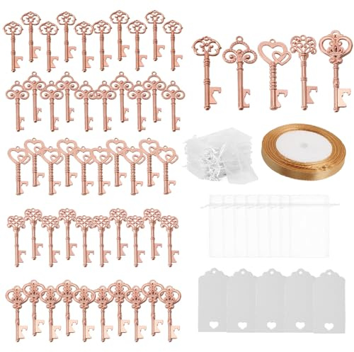 Sonhomay Lot de 50 décapsuleurs vintage avec cordon de serrage et ruban pour fête de mariage