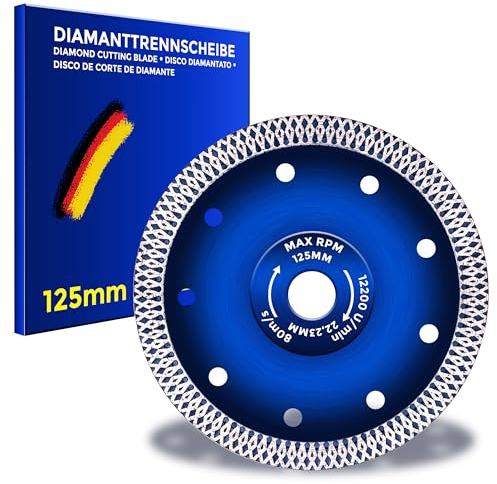 BERGMANN ø 125mm X-Fine Profi Fliesenscheibe extra fein Diamantscheibe | für Fliesen Feinsteinzeug Keramik Diamanttrennscheibe Trennscheibe für Winkelschleifer