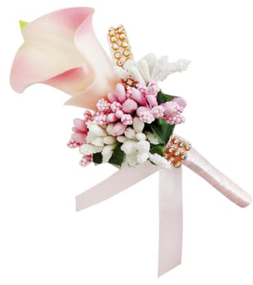 HAWILLOSCH 1stück Pu Blumenbrosche Für Hochzeiten Kunstblume Brosche Mit Strass Für Braut Brautjungfer Oder Blumenmädchen Für Abendveranstaltungen Und Besondere Anlässe Rosa