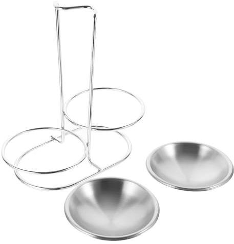 Mikinona Edelstahl Suppenkellenhalter Mit 2 Schüsseln Stehender Küchenutensilienhalter Für Kochlöffel Und Schöpfkellen Praktische Doppelte Löffelablage Für Haushalt Und Gastronomie
